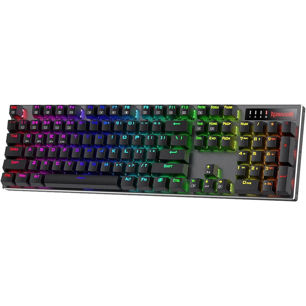 Redragon Dharma Pro K556 Pro Wireless Bluetooth+2.4Ghz+Wired RGB Mechanical Gaming Keyboard With Quiet Linear Red Switch