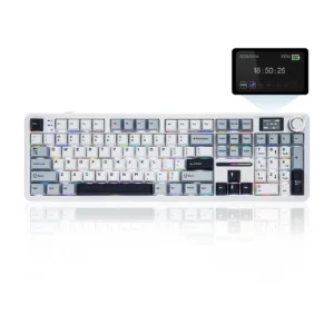 Aula F108PRO Ice Blue Tri-Mode Full Size Wireless Reaper Switch Mechanical Gaming Keyboard With Screen & Knob ( F108ProIUR )