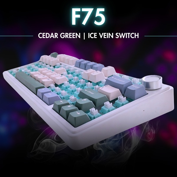 Aula F75 75% Wireless Trio Mode Mechanical Gaming Keyboard With Knob Cedar Green, Ice Vein Switch ( F75CGV ) - Image 3