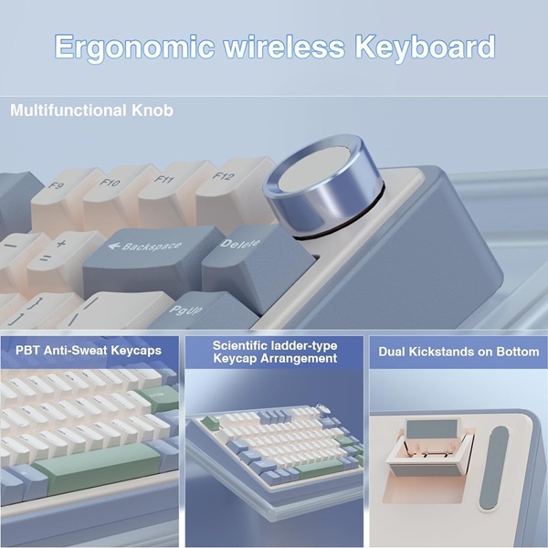 Aula F75 75% Wireless Trio Mode Mechanical Gaming Keyboard With Knob Cedar Green, Ice Vein Switch ( F75CGV ) - Image 6
