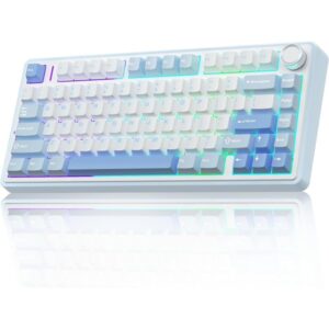 Aula F75 Sea Blue Wireless Trio Mode Mechanical Gaming Keyboard With Knob And Graywood Switch ( F75SUW )