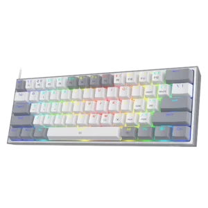 Redragon Fizz K617 White and Grey -60% Wired Mechanical Keyboard RGB Gaming Keyboard With Red Switches