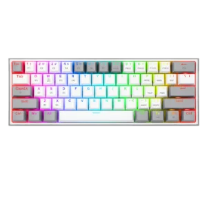 Redragon FIZZ PRO K616 White and Grey Wireless 60% Wired+2.4Ghz+BT Mechanical RGB Gaming  Keyboard With Red Switch