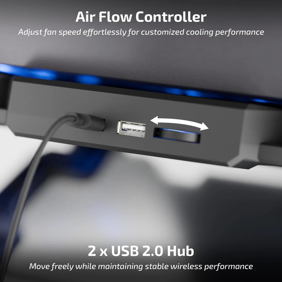 iBall Icepad 500 Air Flow Controller 5 Turbo Cooling Fans Black Laptop Cooling Pad With Detachable Mobile Holder - Image 7