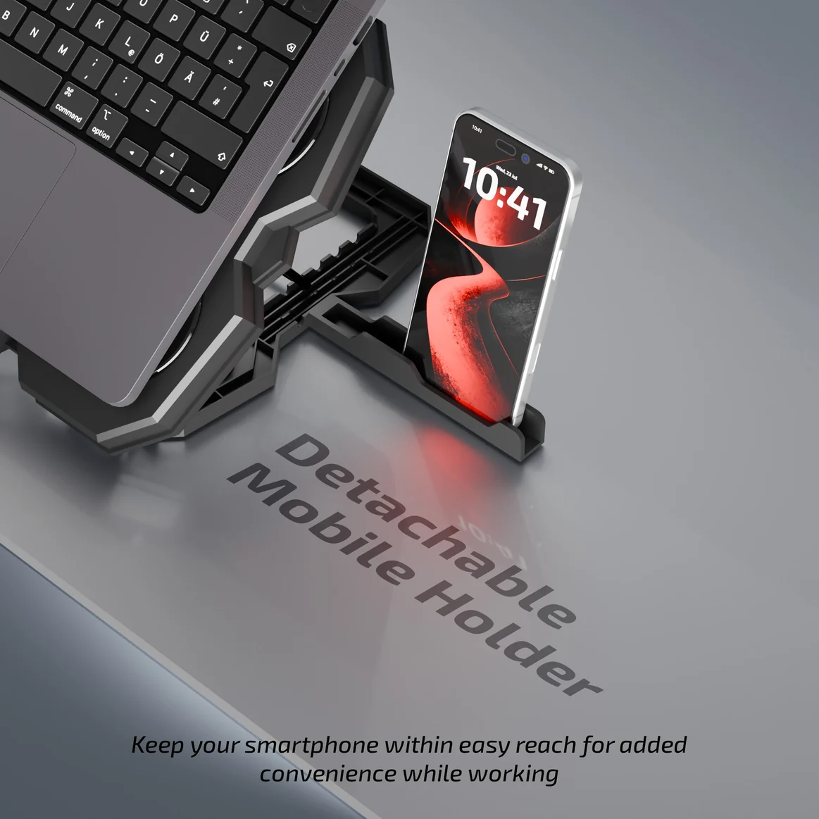 iBall Icepad 500 Air Flow Controller 5 Turbo Cooling Fans Black Laptop Cooling Pad With Detachable Mobile Holder - Image 2