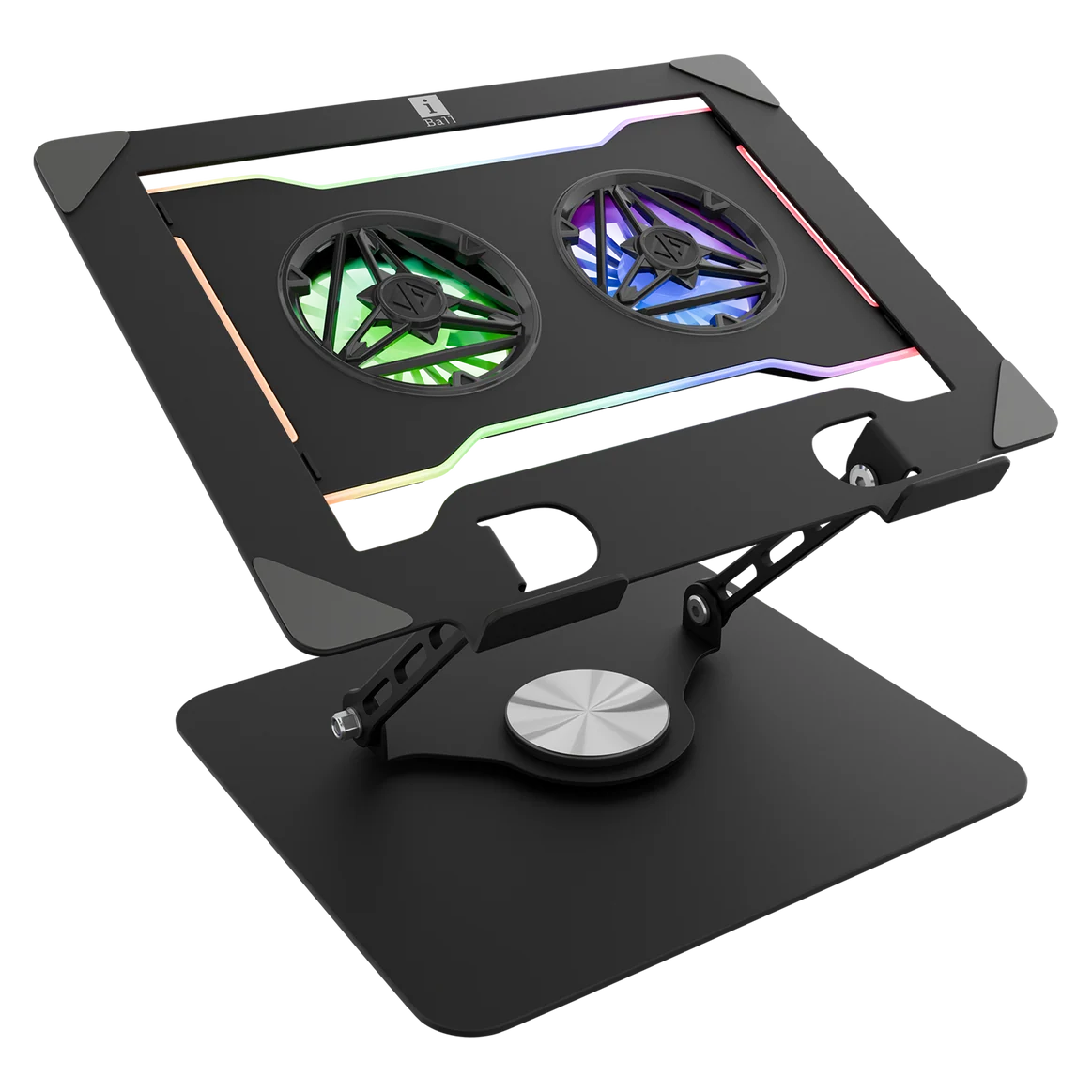 iBall LS400 Ergonomic 360° Seamless Swivel Dynamic RGB Effects Black Laptop Cooling Pad