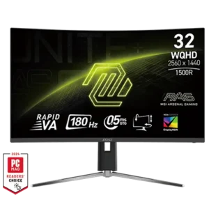 MSI MAG 32CQ6PF 31.5 Inch Curve Rapid VA Panel WQHD 180Hz 0.5ms (GtG, Min.) Adaptive-Sync VESA DisplayHDR 400 Anti-glare Gaming Monitor