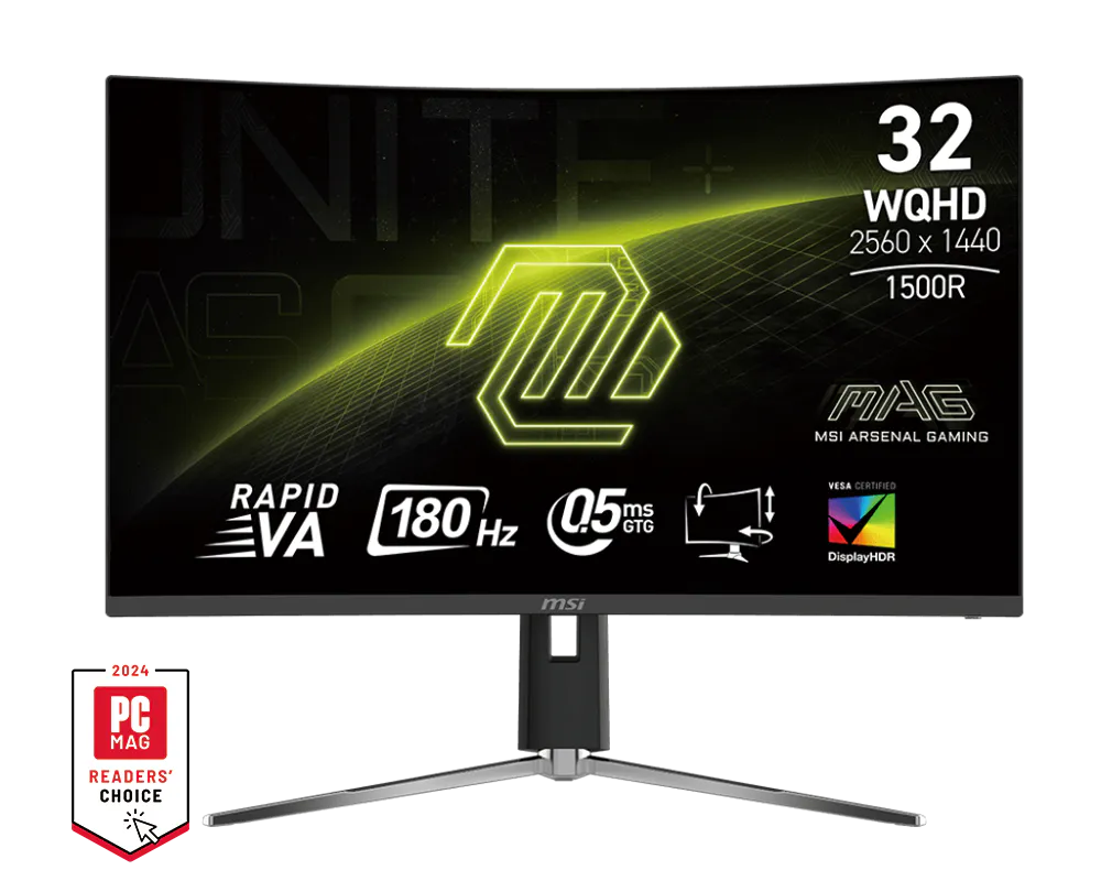 MSI MAG 32CQ6PF 31.5 Inch Curve Rapid VA Panel WQHD 180Hz 0.5ms (GtG, Min.) Adaptive-Sync VESA DisplayHDR 400 Anti-glare Gaming Monitor - Image 2