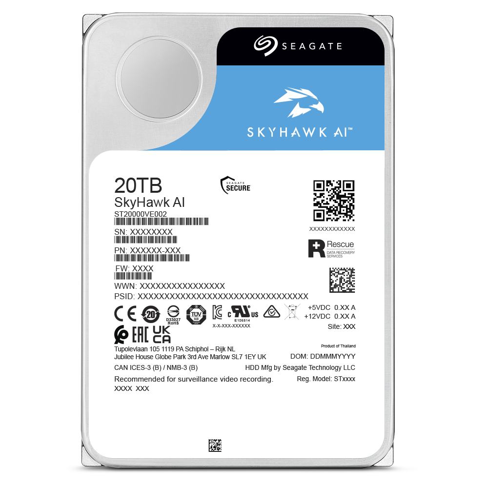 Seagate Skyhawk AI 20TB 3.5-inch SATA 6Gb/s 512 MB Cache/Buffer Helium Drive Design Internal Surveillance Hard Drive ( ST20000VE003 ) - Image 6