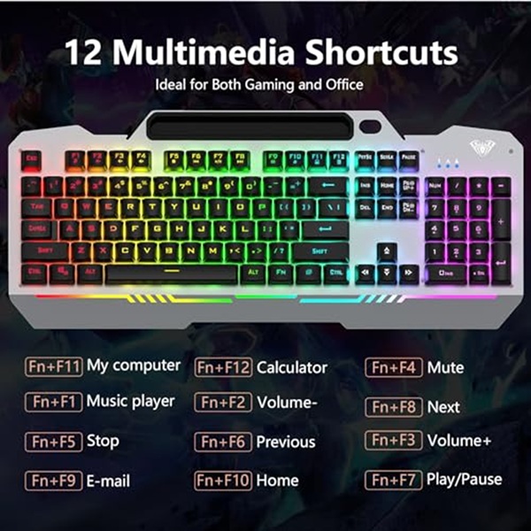 Aula T102 Full Size Wired Membrane Gaming Keyboard and Mouse Combo ( T102 ) - Image 3
