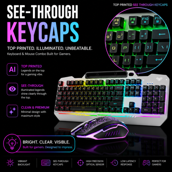 Aula T102 Full Size Wired Membrane Gaming Keyboard and Mouse Combo ( T102 ) - Image 2