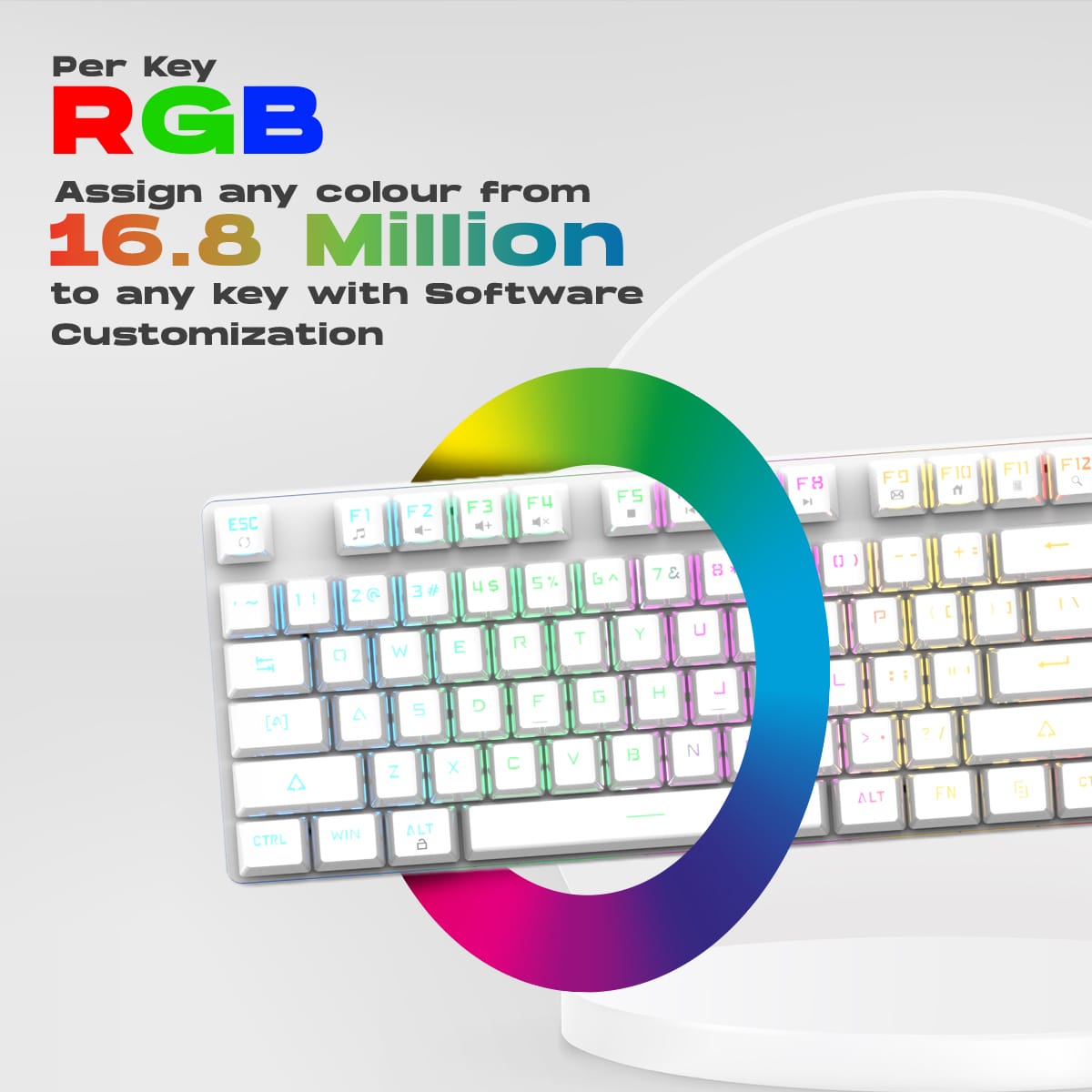 Cosmic Byte Firefly TKL Per Key RGB Mechanical Swappable Switches Upgraded White Keyboard With USB C Port ( TCBP03396 ) - Image 8