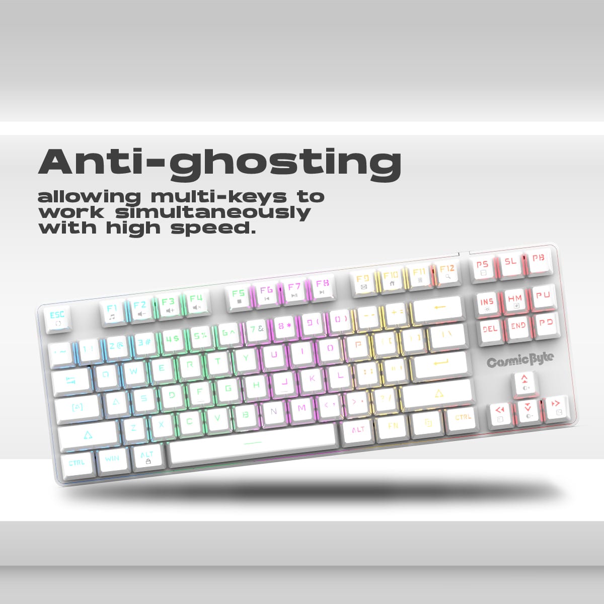 Cosmic Byte Firefly TKL Per Key RGB Mechanical Swappable Switches Upgraded White Keyboard With USB C Port ( TCBP03396 ) - Image 6