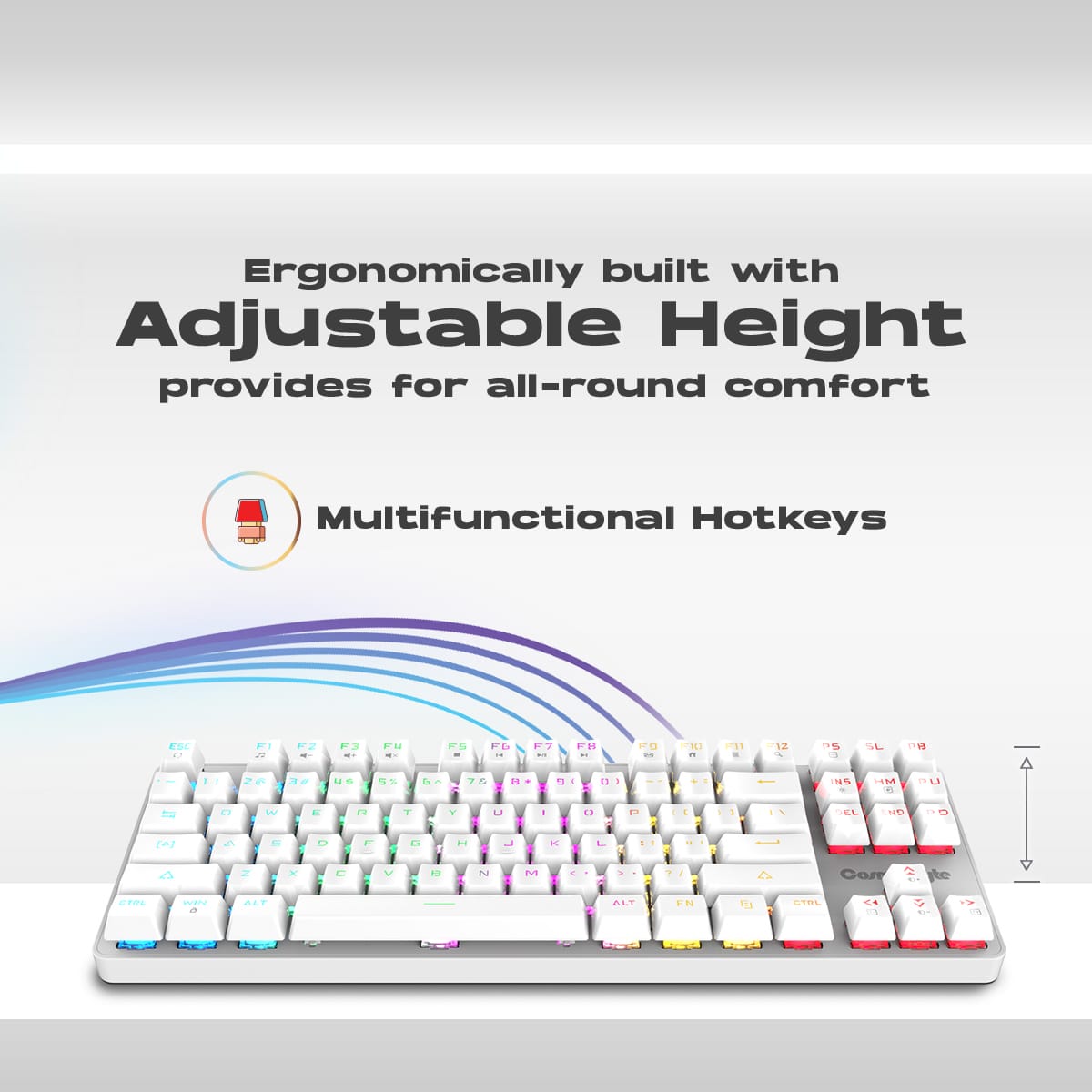Cosmic Byte Firefly TKL Per Key RGB Mechanical Swappable Switches Upgraded White Keyboard With USB C Port ( TCBP03396 ) - Image 4