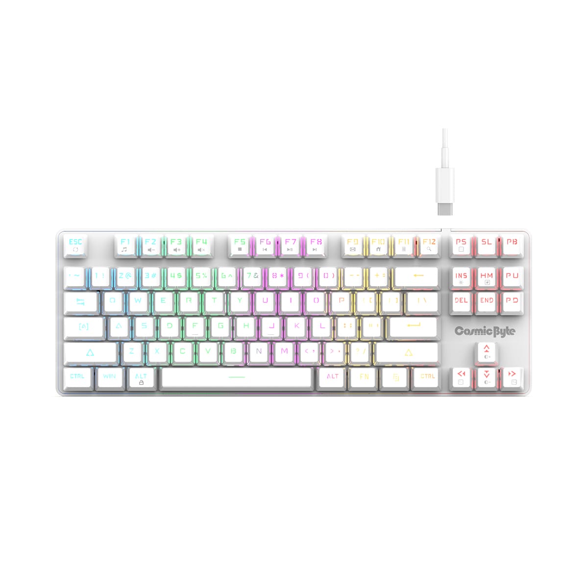 Cosmic Byte Firefly TKL Per Key RGB Mechanical Swappable Switches Upgraded White Keyboard With USB C Port ( TCBP03396 )