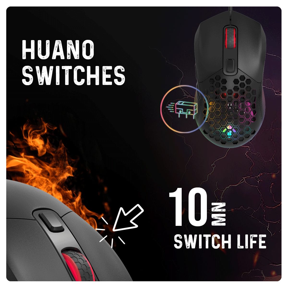 Cosmic Byte Firestorm RGB Wired 12400 Dpi Black Gaming Mouse With PTFE feet ( TCBP03430 ) - Image 6