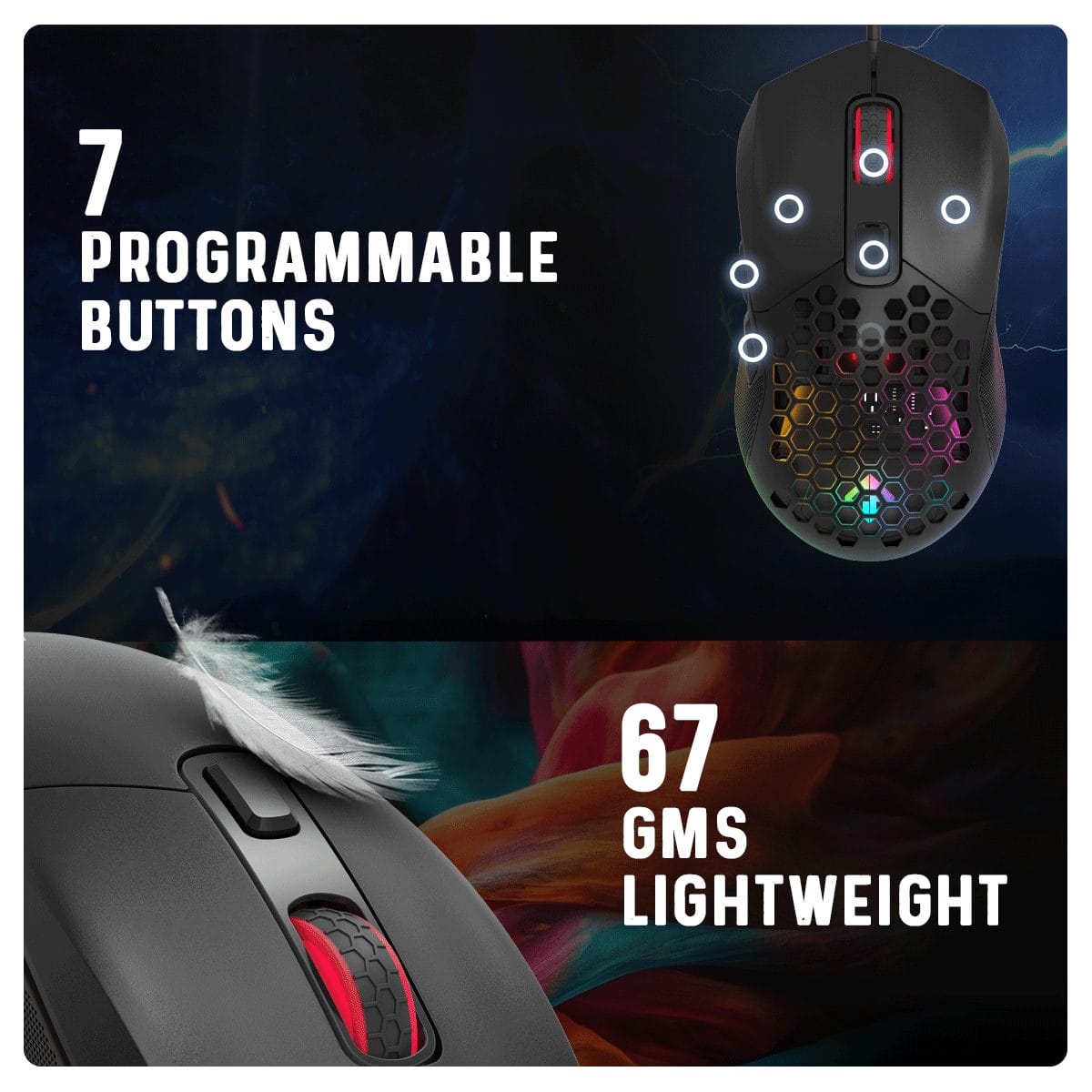 Cosmic Byte Firestorm RGB Wired 12400 Dpi Black Gaming Mouse With PTFE feet ( TCBP03430 ) - Image 7