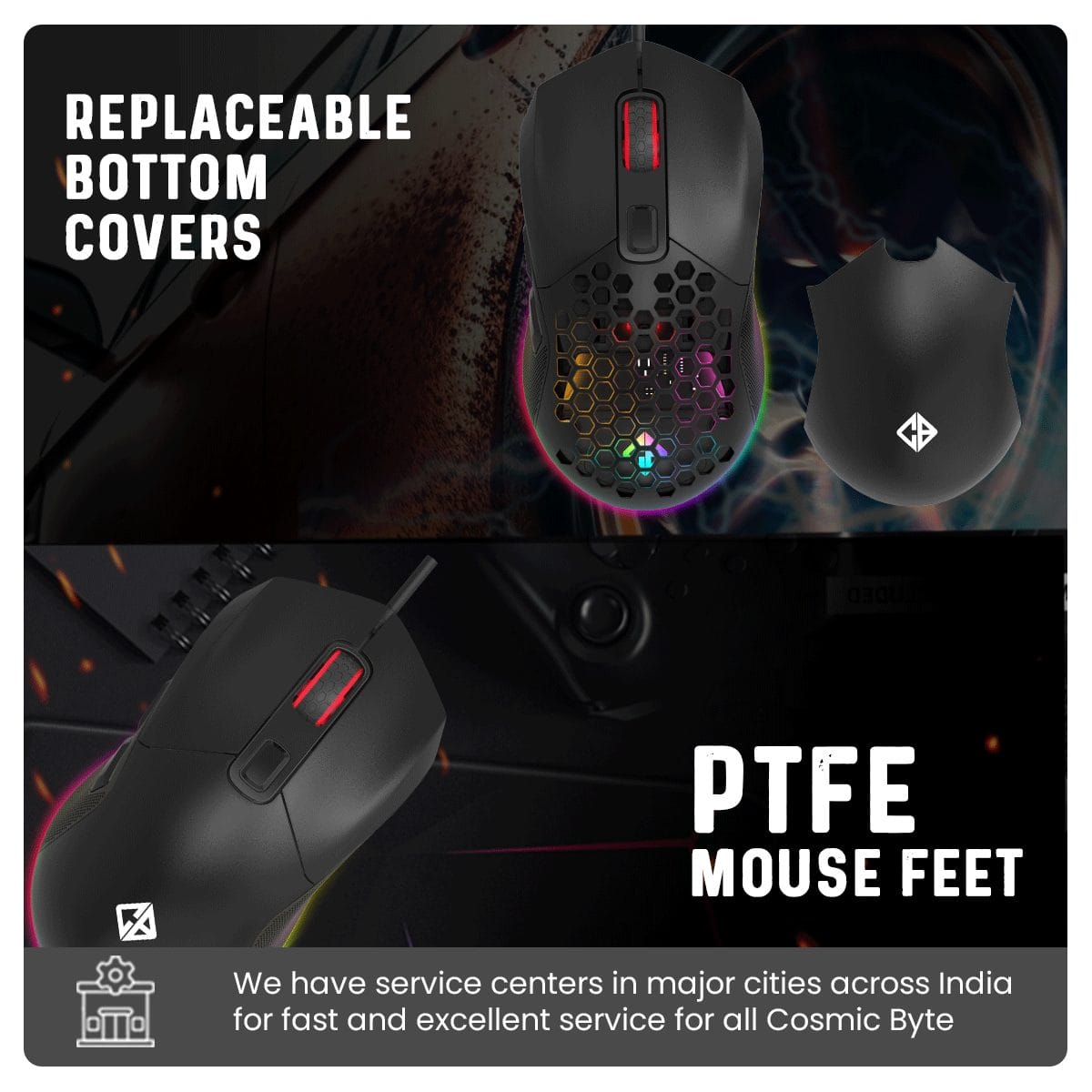 Cosmic Byte Firestorm RGB Wired 12400 Dpi Black Gaming Mouse With PTFE feet ( TCBP03430 ) - Image 2