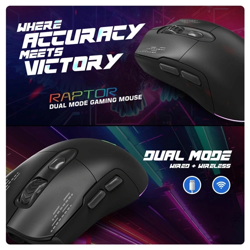 Cosmic Byte Raptor Dual Mode Wireless + Wired RGB 4800 Dpi Gaming Mouse ( TCBP03492 ) - Image 2