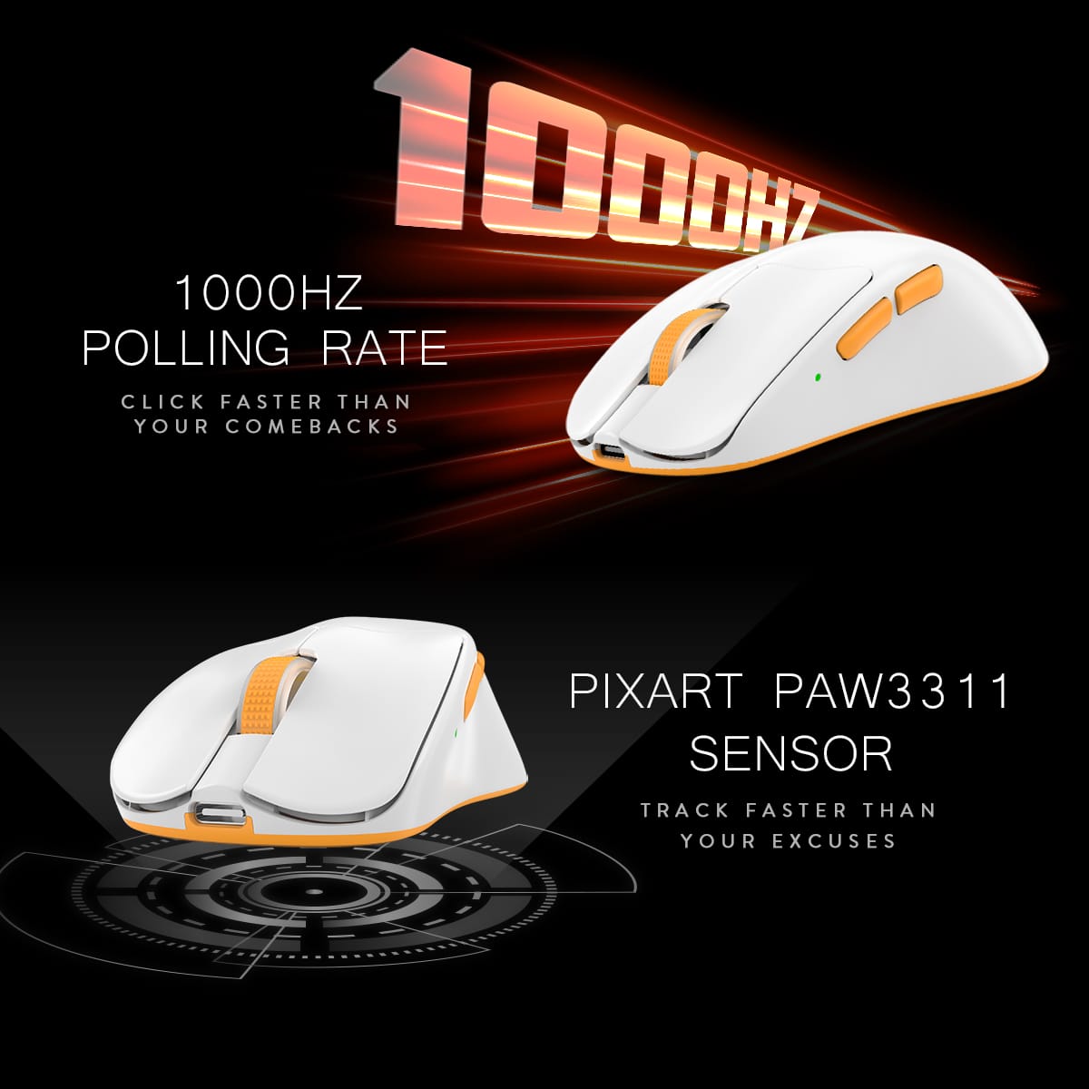 Cosmic Byte Ignis Tri Mode White Pixart 3311 Sensor, 1000Hz Polling, Software Support 24000 Dpi Gaming Mouse ( TCBP03551 ) - Image 4