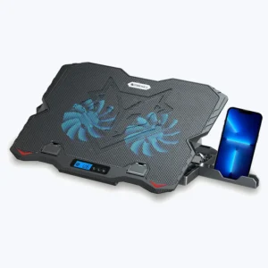 Zebronics Zeb NC5500D LED Light USB Ports Dual 125mm Fans Display , Controls 5 Step Retractable Stand Laptop Cooling Pad Comes With Detachable Mobile Holder