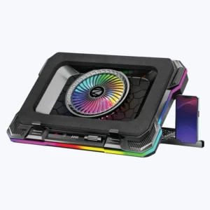 Zebronics Zeb NC9200 USB Powered 10 Multicolor LED Modes 140mm RGB LED Fan LED Display 7 Adjustable Levels Laptop Cooling Pad With Mobile Holder