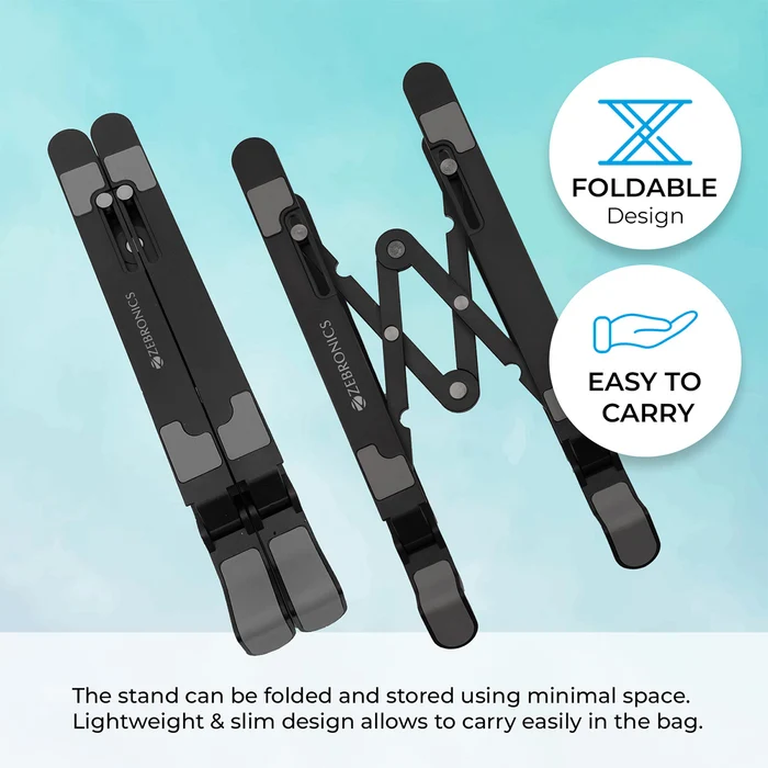 Zebronics Zeb NS1500 Ergonomic Foldable Design Anti-Slip Silicone Rubber Pads 7 Adjustable Levels Laptop Stand - Image 6