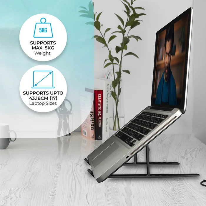 Zebronics Zeb NS1500 Ergonomic Foldable Design Anti-Slip Silicone Rubber Pads 7 Adjustable Levels Laptop Stand - Image 8
