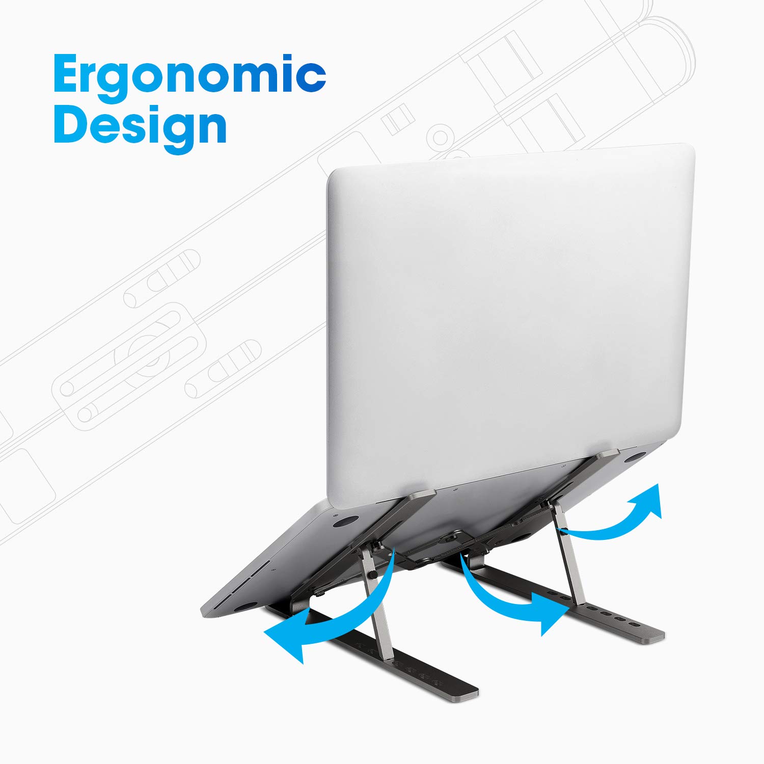 Zebronics Zeb NS2000 Dark Grey Ergonomic Foldable Design Anti-Slip Silicone Rubber Pads 7 Adjustable Levels Alloy Aluminium Body Laptop Stand - Image 2