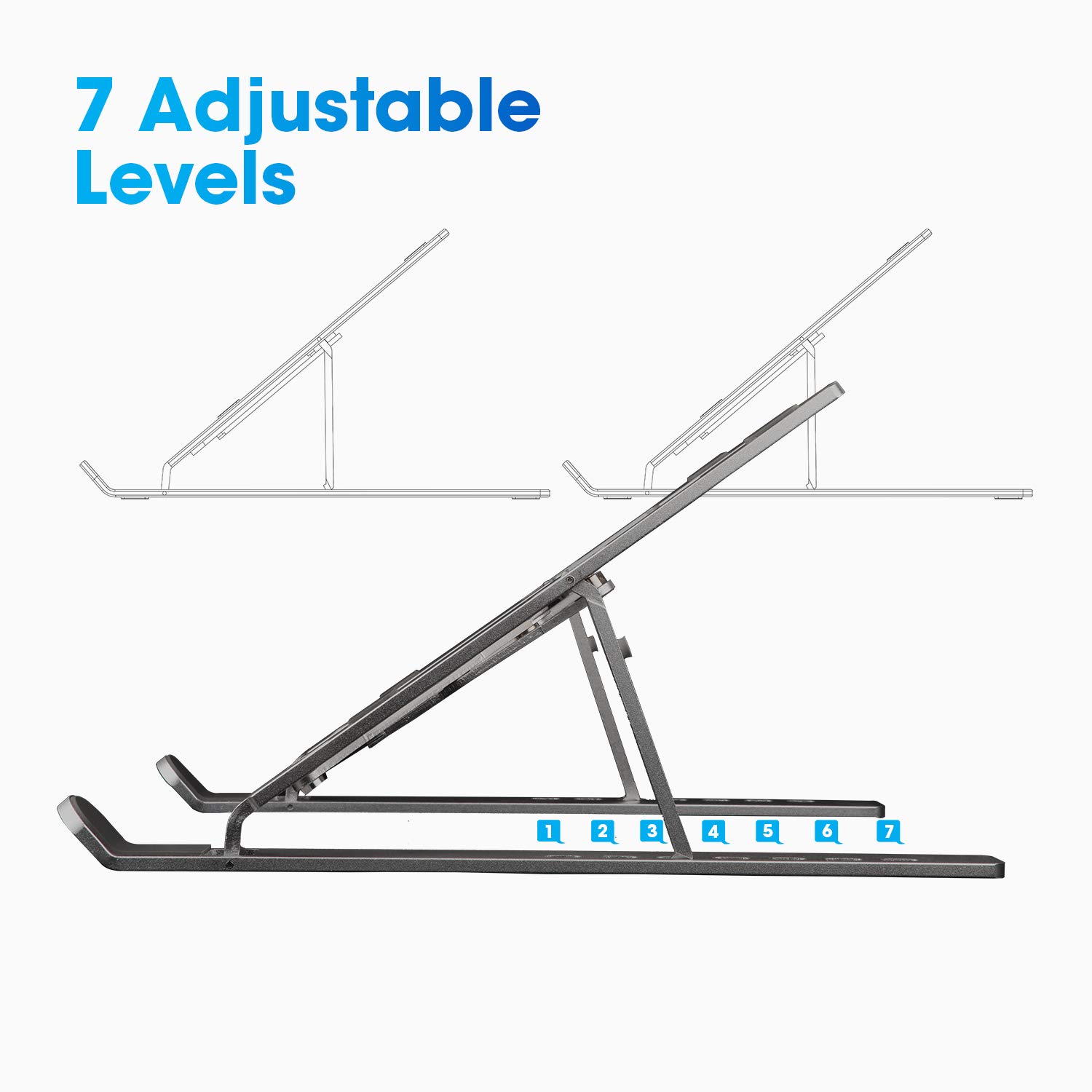 Zebronics Zeb NS2000 Dark Grey Ergonomic Foldable Design Anti-Slip Silicone Rubber Pads 7 Adjustable Levels Alloy Aluminium Body Laptop Stand - Image 3