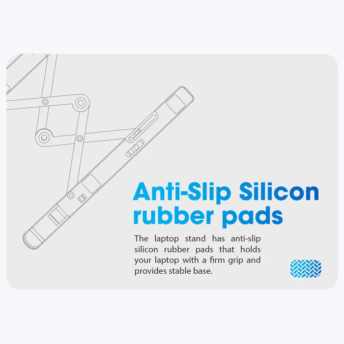 Zebronics Zeb NS2000 Dark Grey Ergonomic Foldable Design Anti-Slip Silicone Rubber Pads 7 Adjustable Levels Alloy Aluminium Body Laptop Stand - Image 7