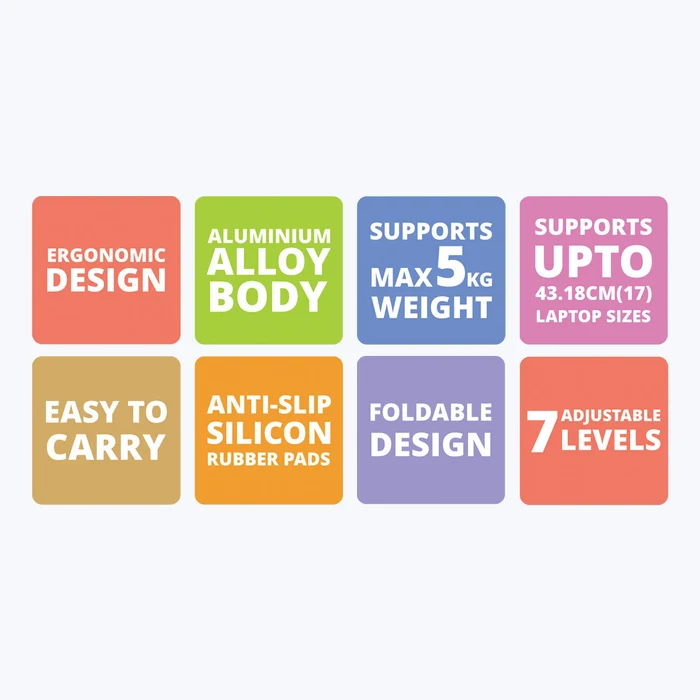 Zebronics Zeb NS2000 Dark Grey Ergonomic Foldable Design Anti-Slip Silicone Rubber Pads 7 Adjustable Levels Alloy Aluminium Body Laptop Stand - Image 5