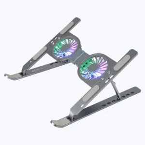 Zebronics Zeb NS6000 Type C Powered Foldable & Ergonomic 7 Adjustable Levels Anti-slip Silicone Rubber Pads Multicolor LED Lights Metal Body Laptop Cooling Pad