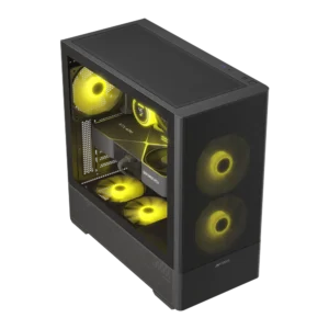 Ant Esports 511 Air 5F E-ATX Mid Tower Tempered Glass Panel Black Pc Cabinet With Pre-installed ARGB Fans