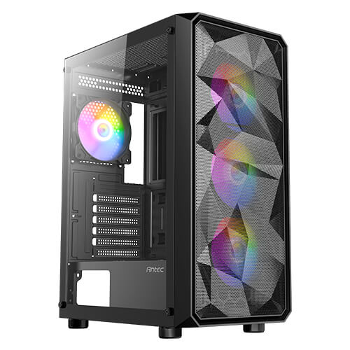 Antec AX83 RGB Extreme E-ATX Mid Tower Tower Tempered Glass Black Pc Cabinet With Fixed Mode RGB Pre-installed Fans