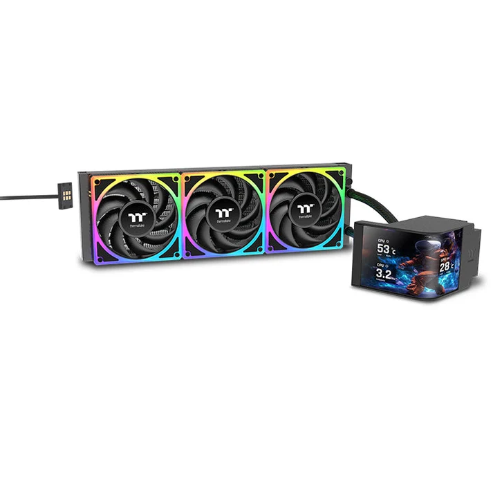 Thermaltake MAGCurve 360 Ultra ARGB Sync Black AIO Liquid CPU Cooler With 6.67" Curved AMOLED Display ( CL-W453-PL12SW-A )