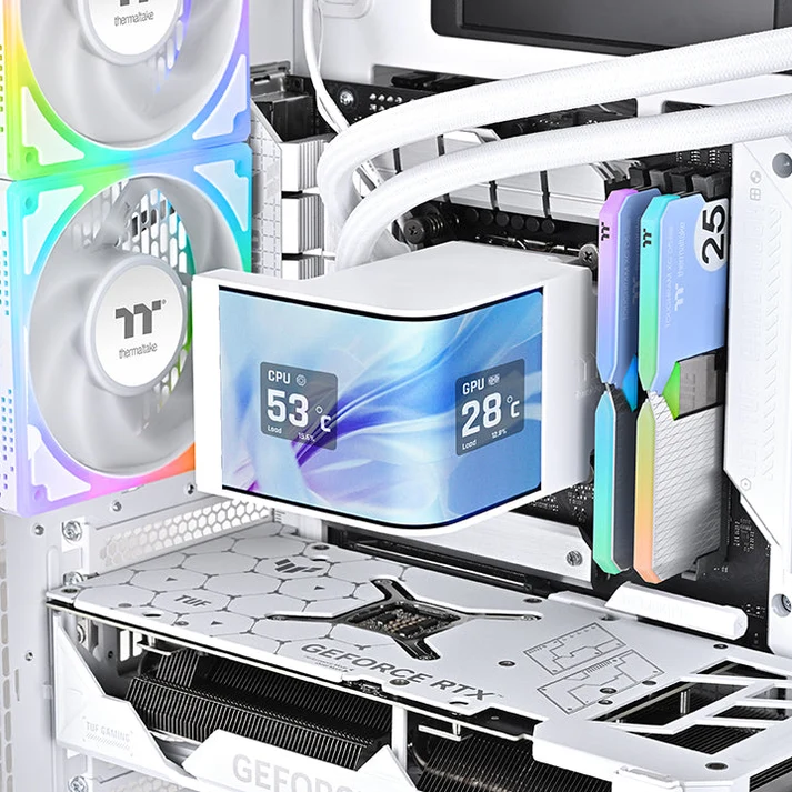 Thermaltake MAGCurve 360 Ultra ARGB Sync Snow Edition AIO Liquid CPU Cooler With 6.67" Curved AMOLED Display ( CL-W454-PL12SW-A ) - Image 2