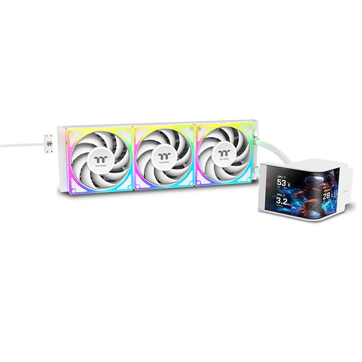 Thermaltake MAGCurve 360 Ultra ARGB Sync Snow Edition AIO Liquid CPU Cooler With 6.67" Curved AMOLED Display ( CL-W454-PL12SW-A )
