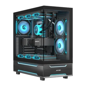 Ant Esports Crystal X6 Pro ARGB ATX Mid Tower Tempered Glass Side Panel Black Gaming Pc Cabinet With Pre Installed ARGB Fans