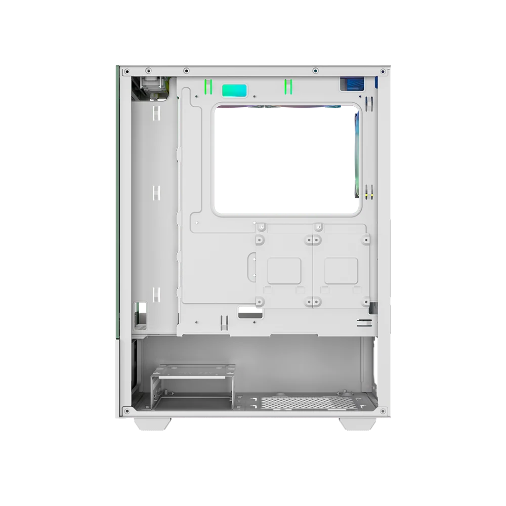 Ant Esports CV100 White ATX Mid Tower Tempered Glass Front & Side Panel Pc Cabinet With Pre-installed Rainbow LED Fans - Image 4