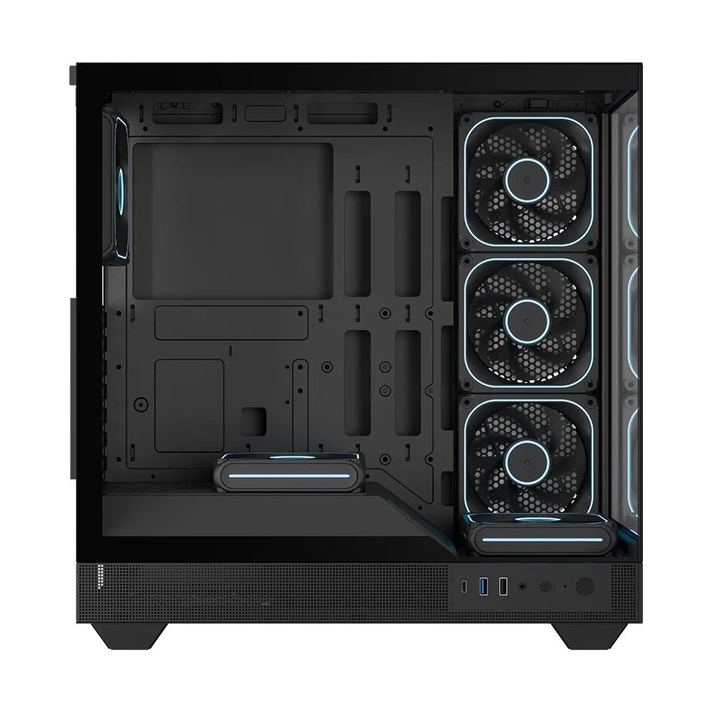 Ant Esports Crystal Neo ARGB E-ATX Mid Tower Tempered Glass Panel Black Pc Cabinet With Pre-installed ARGB Fans - Image 3