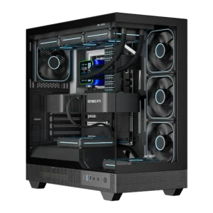 Ant Esports Crystal Neo ARGB E-ATX Mid Tower Tempered Glass Panel Black Pc Cabinet With Pre-installed ARGB Fans