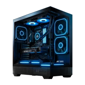 Ant Esports Crystal Neo Mini ARGB M-ATX Mini Tower Tempered Glass Panel Black Pc Cabinet With Pre-installed ARGB Fans
