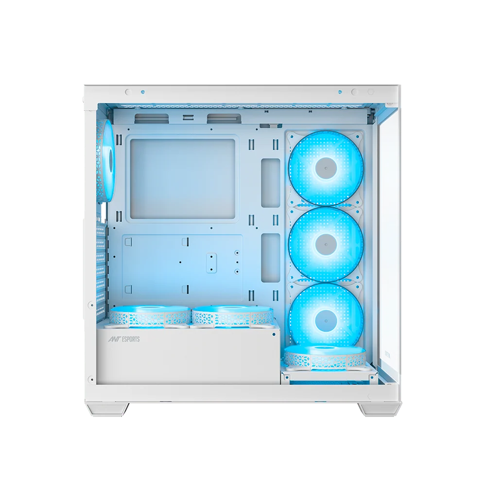 Ant Esports Crystal X7 White ATX Mid Tower Tempered Glass Front & Side Panel Pc Cabinet With Pre-installed ARGB Fans - Image 4