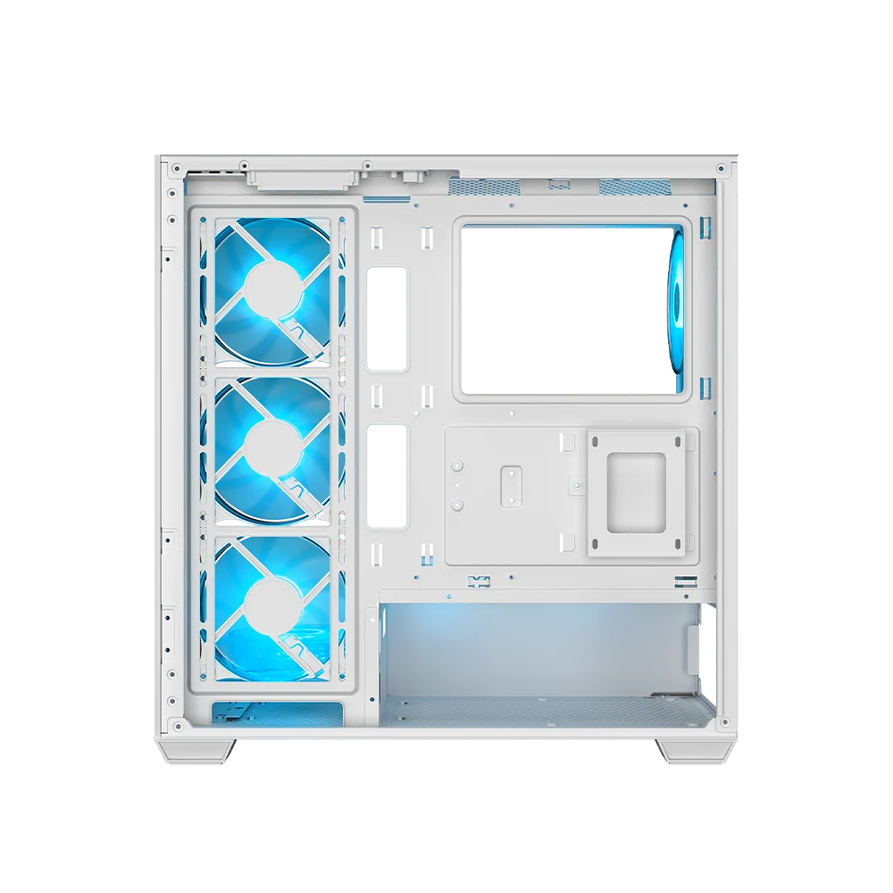 Ant Esports Crystal X7 White ATX Mid Tower Tempered Glass Front & Side Panel Pc Cabinet With Pre-installed ARGB Fans - Image 3