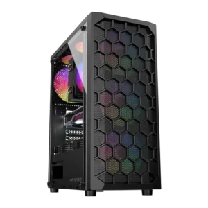Ant Esports Elite 1120 Black ARGB ATX Mid Tower Tempered Glass Side Panel Gaming Pc Cabinet With Pre Installed RGB Fans