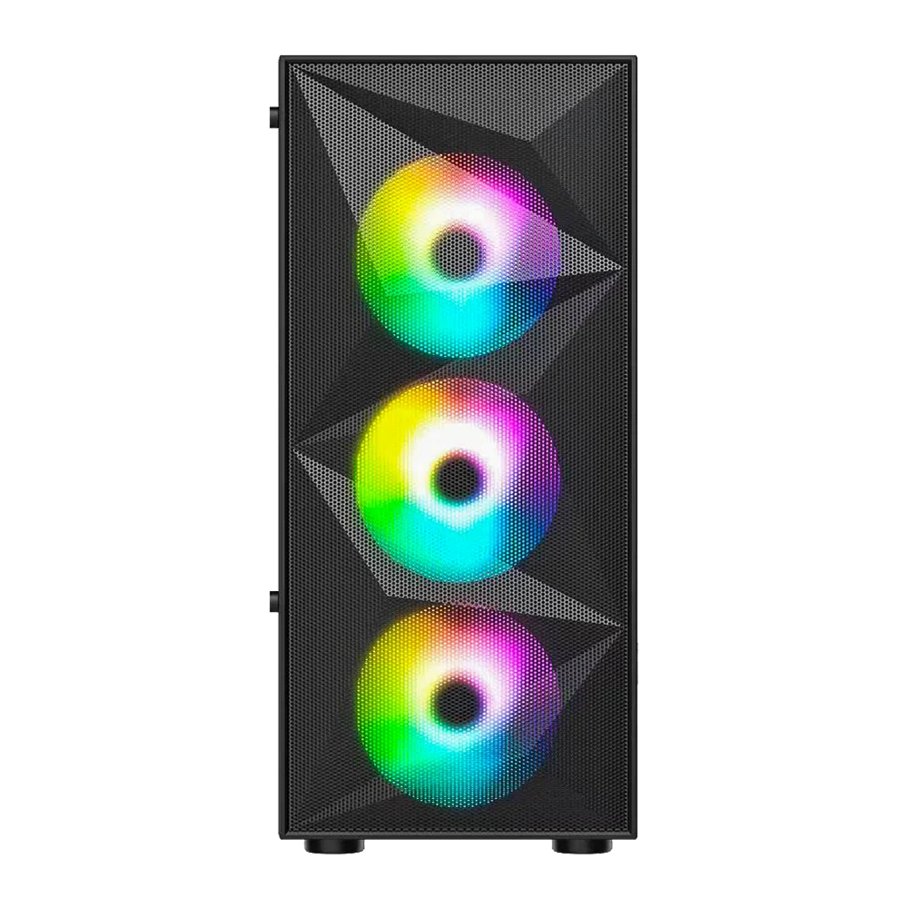 Ant Esports Elite 1200 ATX Mid Tower Tempered Glass Side Panel Gaming Pc Cabinet With Pre Installed Rainbow LED Fans - Image 2