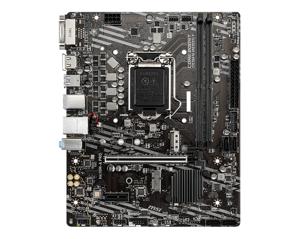 MSI H410M-A PRO Mirco-ATX Motherboard ( Intel Socket LGA 1200, Supports Intel Core 10th Gen and Pentium Gold / Celeron Processors, 2x DDR4 RAM Slots, Max 64GB RAM ) - Image 2