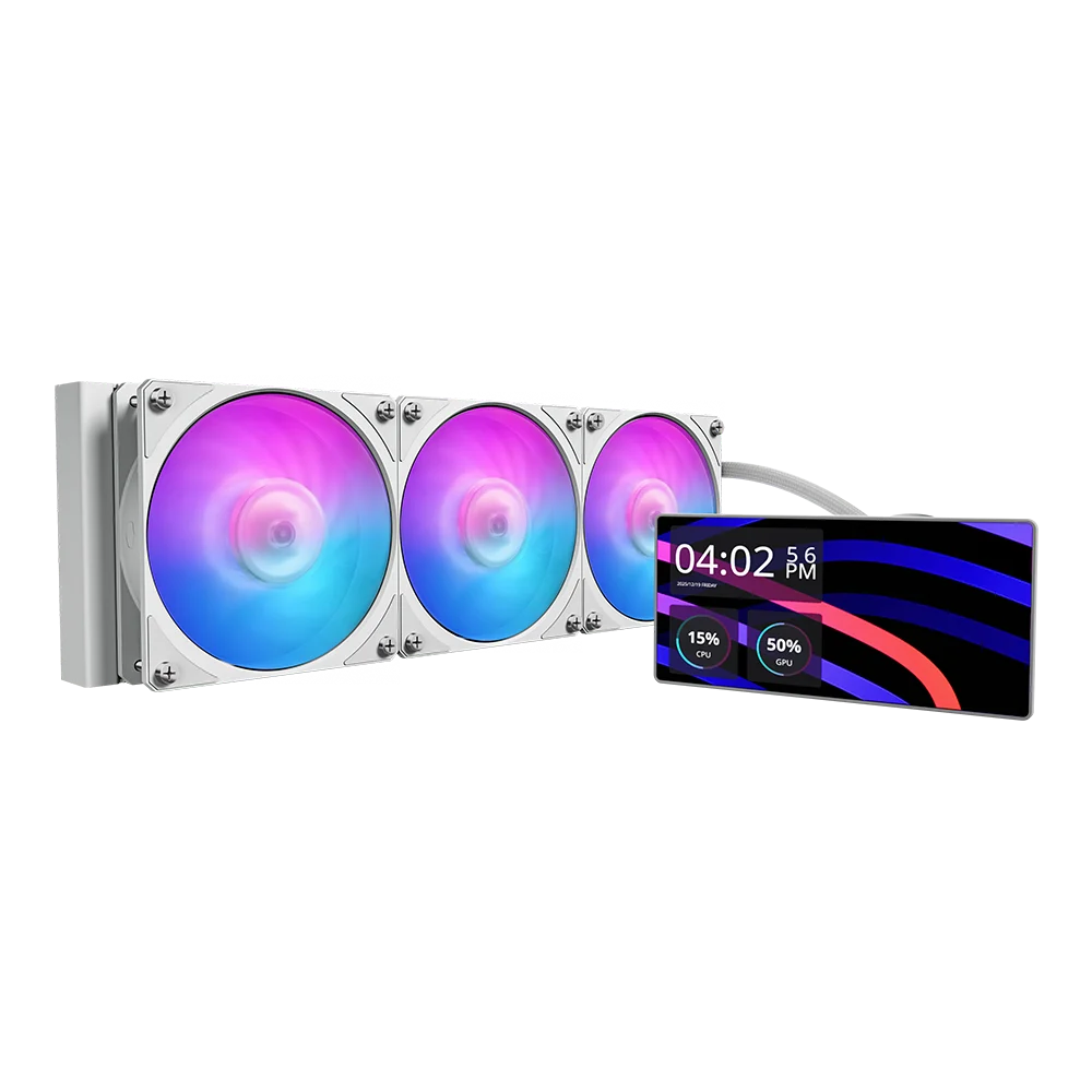 Cooler Master MasterLiquid Core LCD 6" 360 White ARGB 360mm Liquid Cpu Cooler With 6 Inch LCD Display ( MLW-D36M-A24PA-LW )