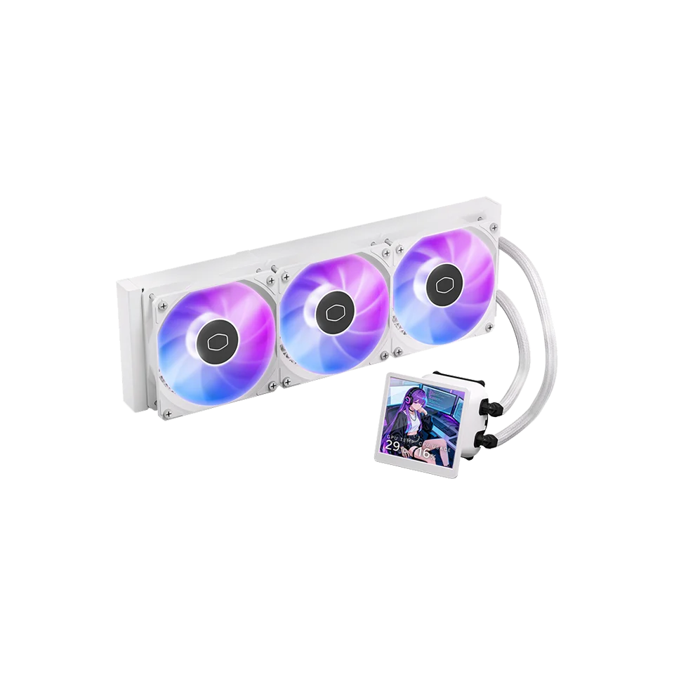 Cooler Master MasterLiquid Core LCD 360 4-inch White ARGB 360mm Liquid CPU Cooler With 4-inch LCD Display ( MLX-D36M-A18PW-RL )